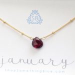 january birthday gift - simple garnet necklace - dotted satellite chain - XKSMXRB