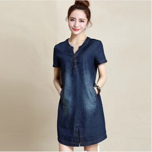 jean dresses m~xxxl women denim dress summer 2015 new arrivals cotton blue jeans dress  for ZXYFRRK