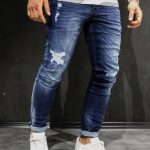 jeans for men men slim fit simply ripped jeans - blue ONYHSWI