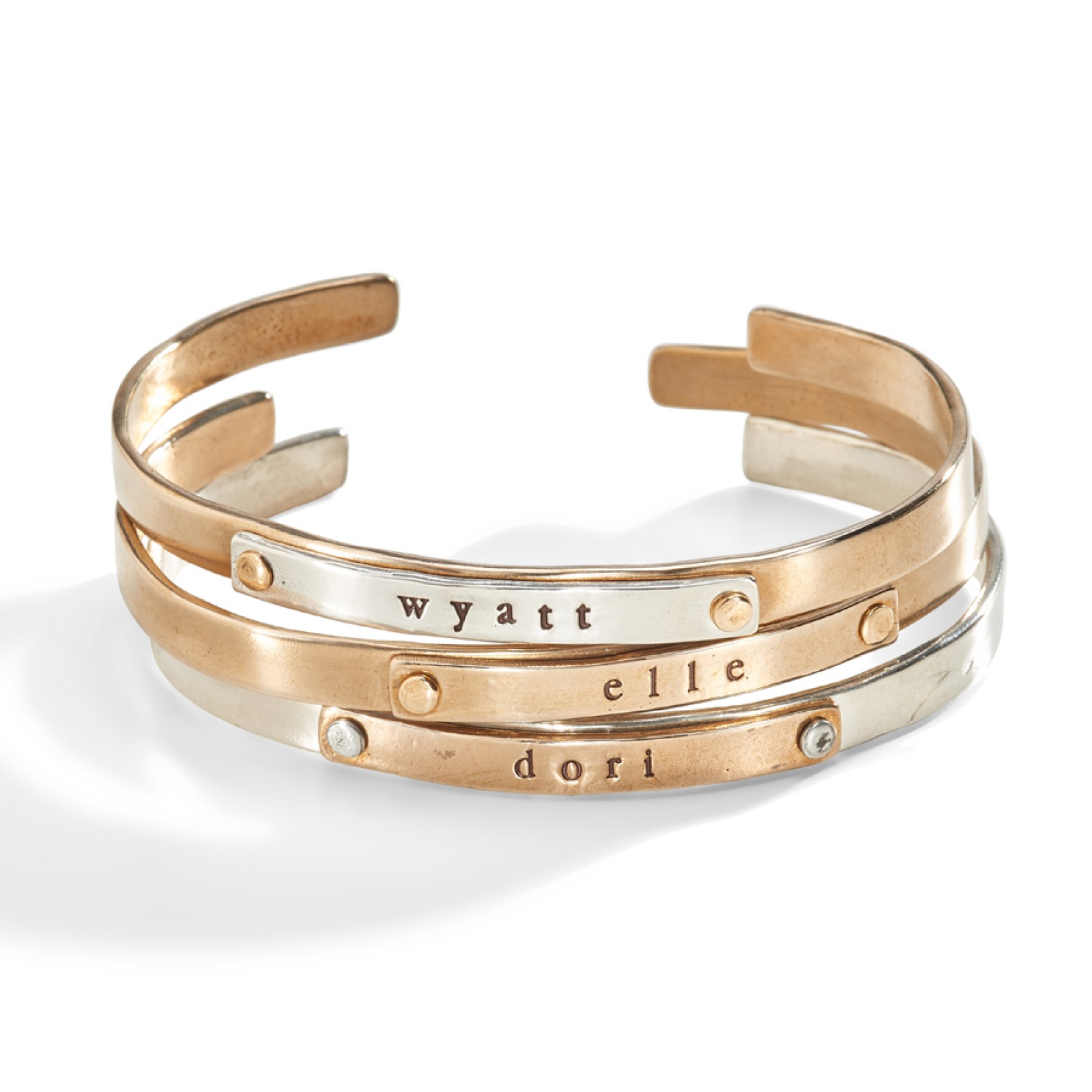 jett multi-metal riveted cuff bracelet stacked personalized bracelets BBISCPM
