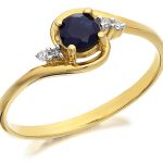 jewellery rings 9ct gold sapphire and diamond crossover ring - r0418 NIPRIAY