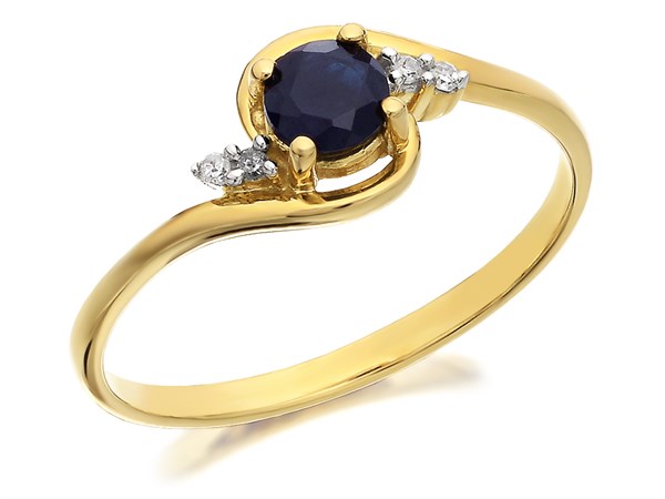jewellery rings 9ct gold sapphire and diamond crossover ring - r0418 NIPRIAY