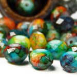 jewelry beads 20 pcs - 6x8mm marble picasso glass beads - multicolor - faceted CZVOWBI