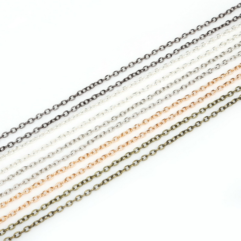 jewelry chain 3x2mm 5m/lot rhodium/silver/gold/gunmetal/antique bronze plated necklace MKMCGGE