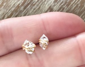 jewelry earrings herkimer diamond stud earrings // minimalist earrings // gemstone earrings  //southern HAYPTNC