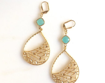 jewelry earrings turquoise chandelier earrings. dangle earrings. statement earrings. jewelry  gift. modern fashion EKXTDZO