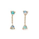jewelry earrings two step chain earrings, opal - catbird MZADOAQ