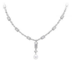 jewelry necklaces borrow jewelry - diamond pearl drop necklace | rental price - $200.00 HUDJIZS