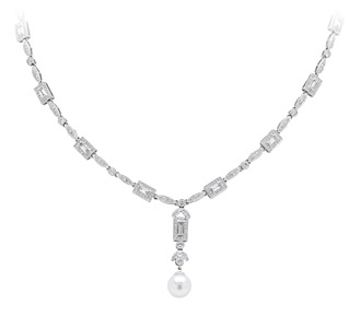 jewelry necklaces borrow jewelry - diamond pearl drop necklace | rental price - $200.00 HUDJIZS