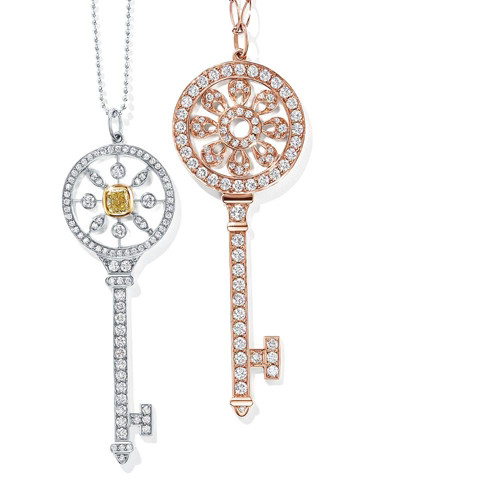 jewelry necklaces tiffany keys platinum and 18k rose gold diamond necklaces and pendants LKPZOYW