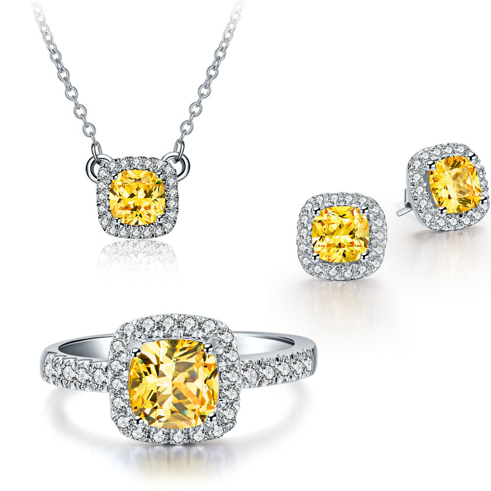 jewelry sets threeman luxury quality fine silver stamp pt950 sona diamond jewelry set IMKXEYV