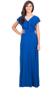 kendall - ruffle elegant v-neck short sleeve maxi dress QPMXNNW