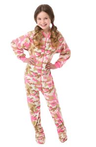 kids pajamas kids pink camouflage micro polar fleece onesie footie pajamas OYPSKQE