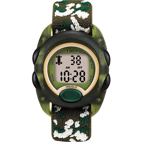 kids watches timex kidsu0027 translucent green digital watch, camouflage elastic fabric strap KOKDBWJ
