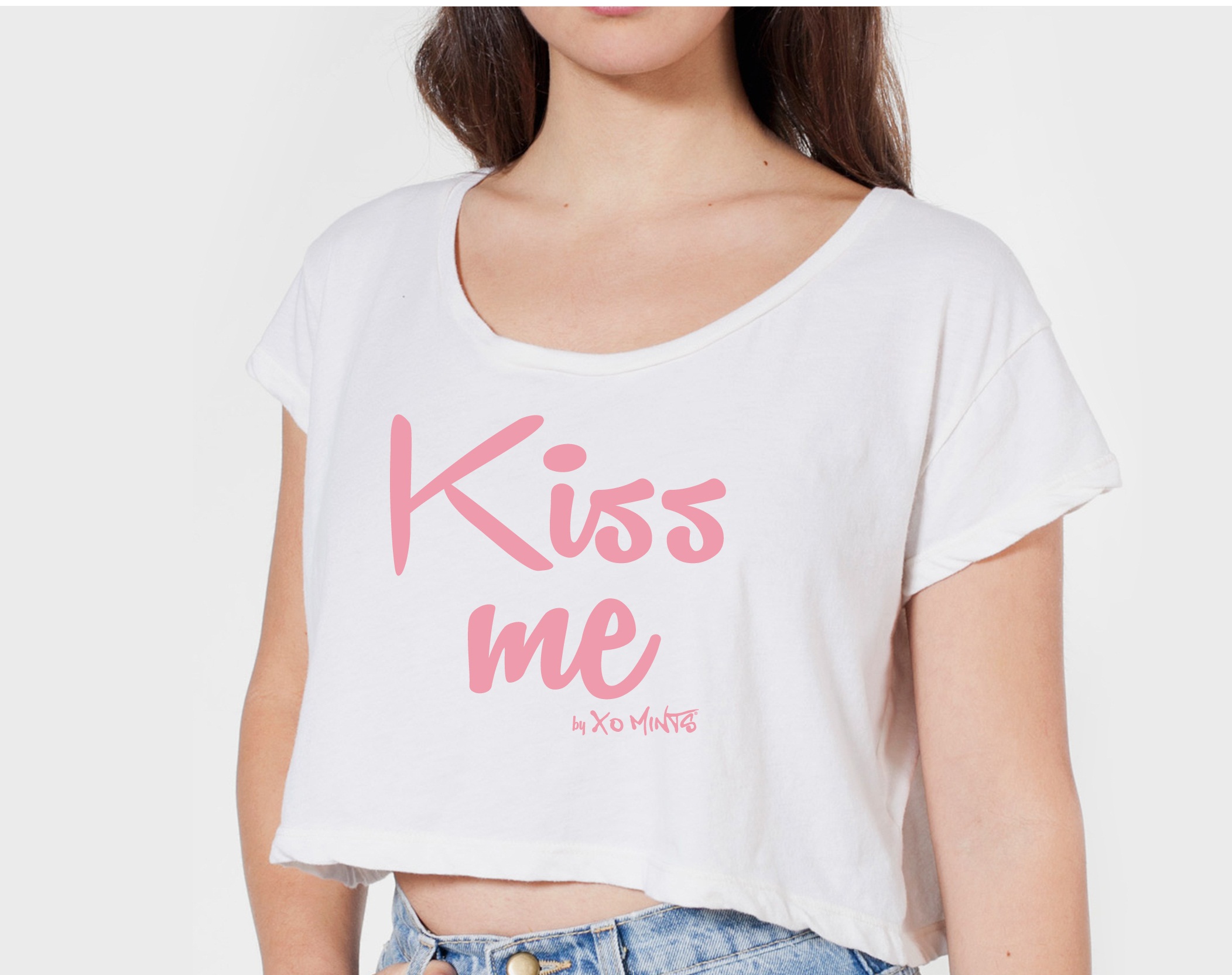 kiss me crop tee - white CIKTHWT