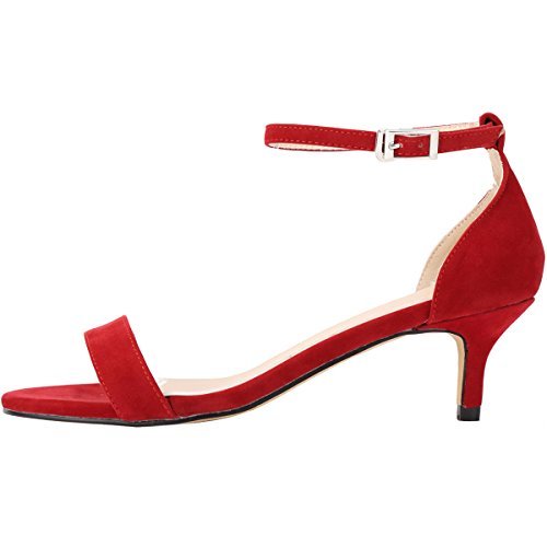 kitten heel sandals zbeibei womenu0027s mid heels open toe faux velvet summer shoes buckle up  sandals(zbb1051ve41,red) OTTTAFK