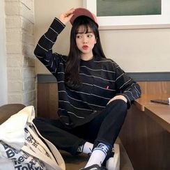 korean fashion michyeora - long-sleeved striped t-shirt QKETTTJ