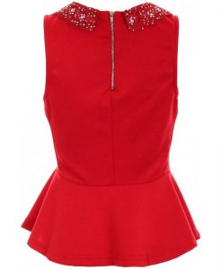 krisp diamante stud crochet collar peplum red top nhhvpsg LTIEIED