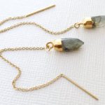 labradorite threader earrings ~ 14k gold filled chain threader crystal  point UFSKMWN