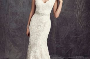 lace wedding gown off shoulder short sleeve long a-line lace beach wedding dress VZMOLPK