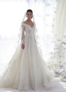 lace wedding gown off the shoulder wedding dresses VBKBEAW