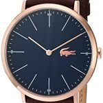lacoste menu0027s quartz gold and leather watch, color:brown (model: 2010871) AWRASTH