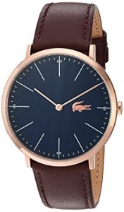 lacoste menu0027s quartz gold and leather watch, color:brown (model: 2010871) AWRASTH