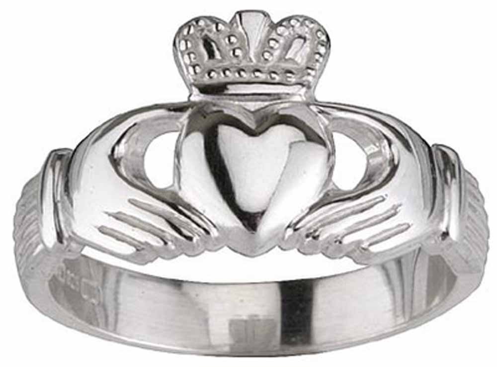 ladies 14k white gold silver claddagh ring FINOCBR