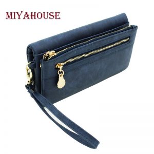 ladies purses high capacity fashion women wallets long dull polish pu leather wallet  female double OAEYYQK