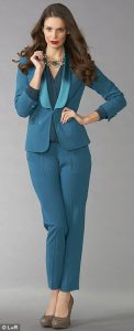 ladies trouser suits blazer, £150, and torusers, £110, frenchconnection.com; draped AIHNUDP