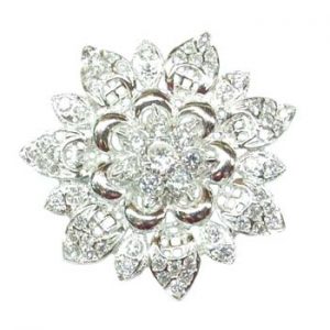 large flower cz sterling silver brooch - br1088s QMCAJRX