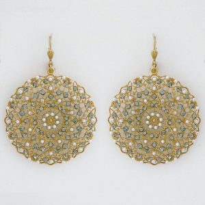 large round filigree vintage earrings with pearls LQRANKP