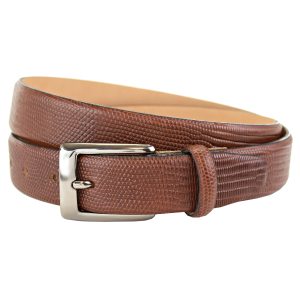 leather belt ... the british belt company burley belt, lizard print formal dark tan leather PFWXDAT