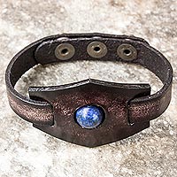 leather bracelets lapis lazuli and leather wristband bracelet, u0027blue soulu0027 - leather and JIZCMSI