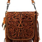 leather purse floral tooled leather cross body purse/bag WRRGLLK