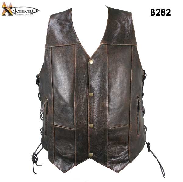 leather vests xelement b282 menu0027s distressed brown retro 10 pocket buffalo leather  motorcycle vest · EHCHVNI