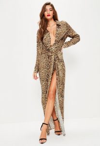 leopard dress nude leopard print wrap front maxi dress | missguided GIQXDTG