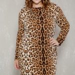leopard dress sexy leopard print long sleeves plus size party dress TYIGBGU