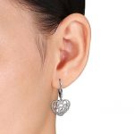 leverback earrings ... .24ctw diamond 10k white gold heart dangle earrings SHYGFDF