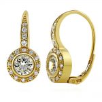 leverback earrings gold flashed sterling silver round cz halo leverback dangle earrings ... EGZUAEO