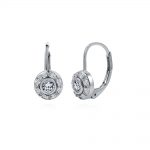 leverback earrings sterling silver round cz halo leverback dangle earrings ... WSQJNSL