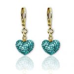 little girls earrings with crystal heart- 14kt gold plated leverbacks  fashion EBJOVMY