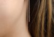 long chain earrings, rose gold threader earrings, delicate chain stick  earrings, LNOJSXD