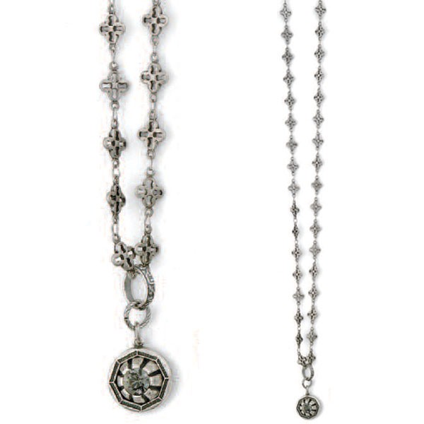 long chain necklace catherine popesco long chain silver or gold necklace with crystal - 40 YXWNJLY