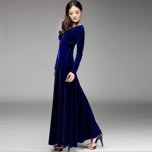 long dresses for women women vintage long sleeve maxi velvet bridesmaid evening cocktail party  dress | ebay RVJMLJF