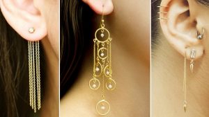 long line chain earrings gold plated fashion drop dangle earring IAKCGHF