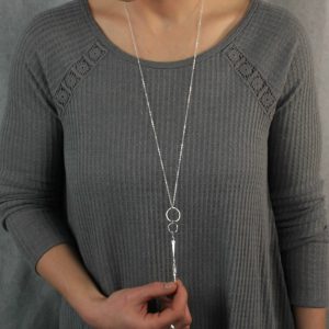 long necklaces hammered bar u0026 circle pendant necklace ... KXORSWG