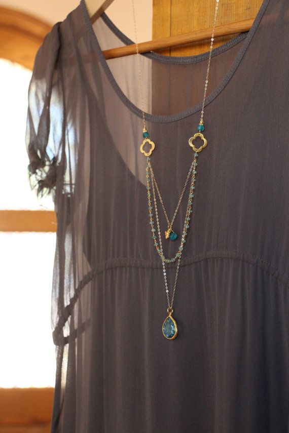 long necklaces long multi layer necklace wire wrapped by happygoluckyjewels HNNLQBD