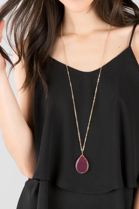 long necklaces rita stone pendant necklace in berry FPVTWQG