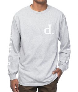 long sleeve t shirt diamond supply co tonal un-polo grey long sleeve t-shirt WRSBJFA